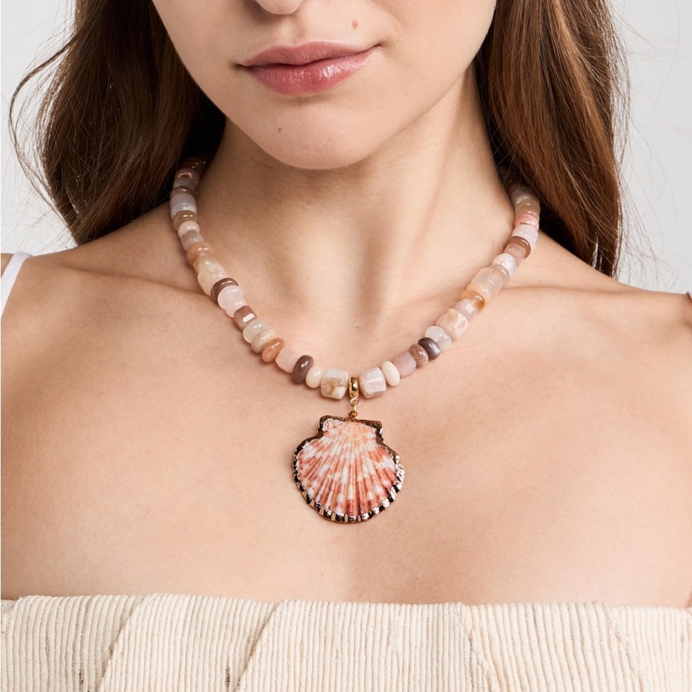 Brinker + Eliza Gold and Pink Sea Shell Necklace